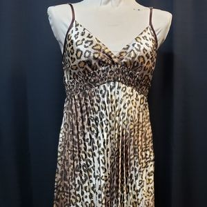 Long silk leopard dress